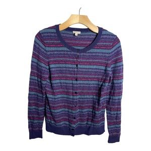 Talbots Lambswool Multicolored Button Up Long Sleeve Wool Cardigan Sweater  SP